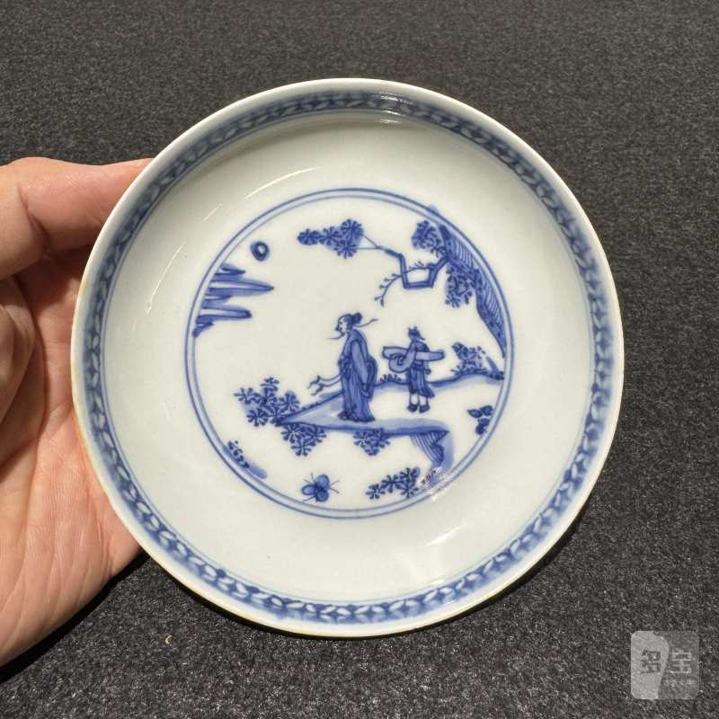 明天启 青花高仕携琴图盘 - 图2